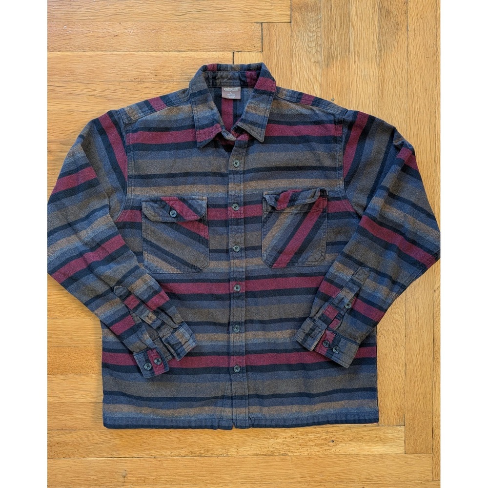 Vintage Flannel Men's L Heavy Great Northern Rustic Camping Lumberjack Striped